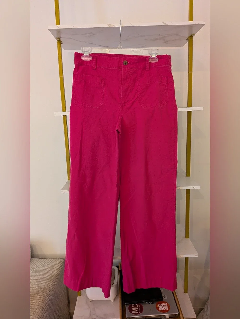 J. Crew Factory Bright Pink Wide-Leg Cotton Pants